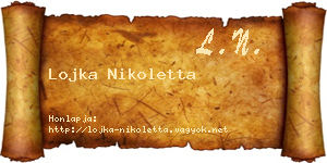 Lojka Nikoletta névjegykártya